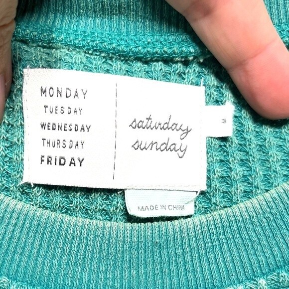 Anthropologie Saturday/Sunday Aliana Waffle Pullover in Blue Green M NWOT - Picture 9 of 14